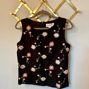 Vintage Casual Corner Embroidered Crop Top